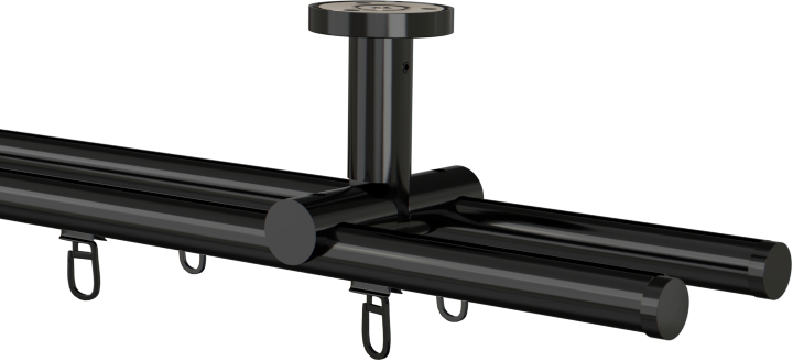 Karnisz podwójny sufitowy przesuwny z wspornikiem w kolorze czarnym